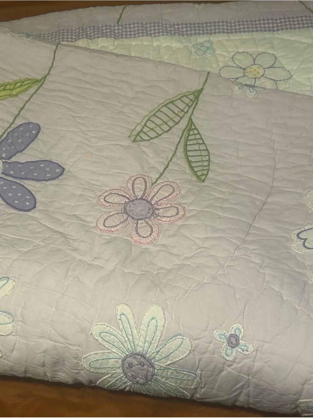 Floral Quilted Blanket - Pastel Pink and Purple